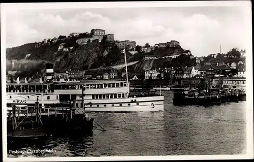 Ak Ehrenbreitstein Koblenz am Rhein, Dampfer Vaterland, Uferpartie