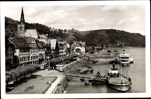 Ak Sankt Goar am Rhein, Rheinpromenade, Dampfer
