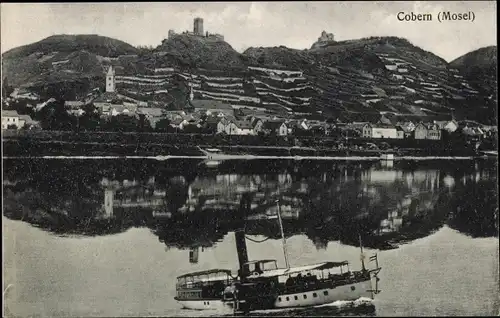 Ak Cobern Kobern Gondorf an der Mosel, Dampfer, Uferpartie