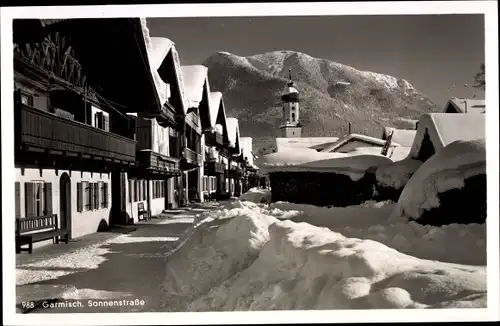 Ak Garmisch Partenkirchen in Oberbayern, Sonnenstraße, Winter