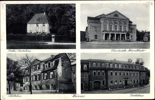 Ak Weimar in Thüringen, Schillerhaus, Rathaus, Das Deutsche National Theater