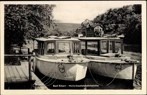 Ak Bad Kösen Naumburg an der Saale, Motorbootabfahrtsstelle