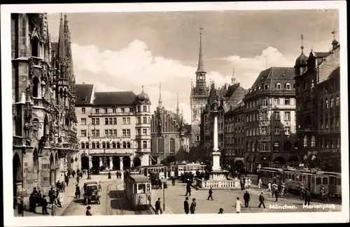 Ak München, Marienplatz, Straßenbahnen, A. Lengauer