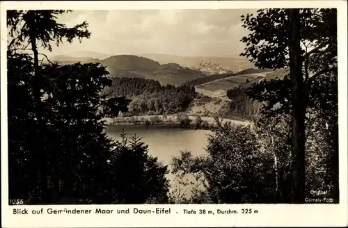 Ak Daun in der Eifel, Gemündener Maar, Panorama