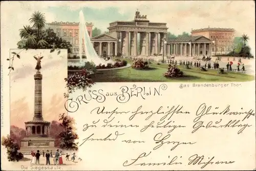 Litho Berlin, Siegessäule, Brandenburger Tor