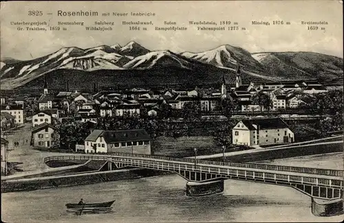 Ak Rosenheim im Alpenvorland Oberbayern, Ortschaft, Neue Innbrücke