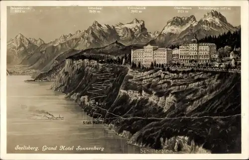 Ak Seelisberg Kanton Uri, Grand Hotel Sonnenberg, Oberbauen, Niederbauen, Gitseben