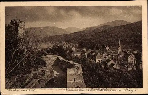 Ak Badenweiler im Schwarzwald, Gesamtansicht Blick von der Burg