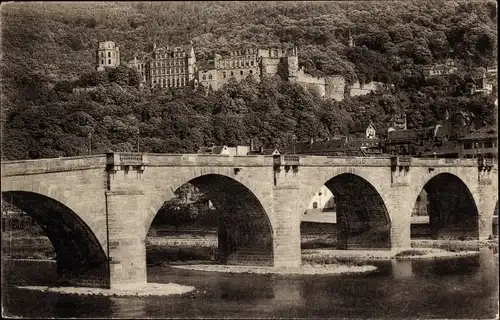 Ak Heidelberg am Neckar, Schloss Heidelberg und die alte Neckarbrücke