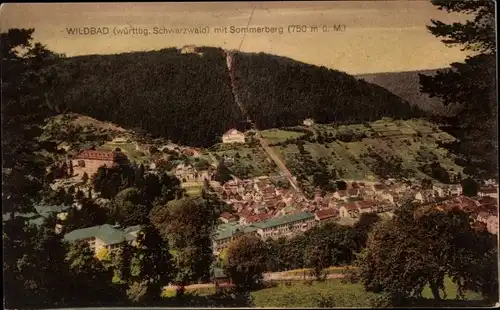 Ak Bad Wildbad im Schwarzwald, Panorama mit Sommerberg