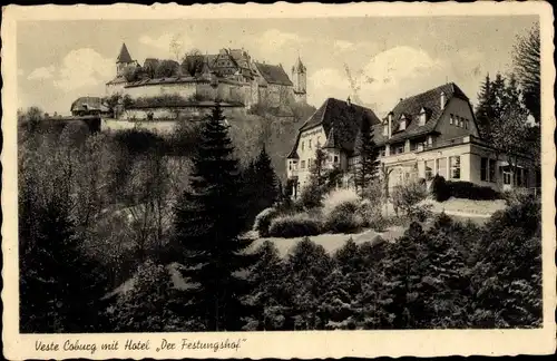 Ak Coburg in Oberfranken, Veste Coburg mit Hotel "Der Festungshof"