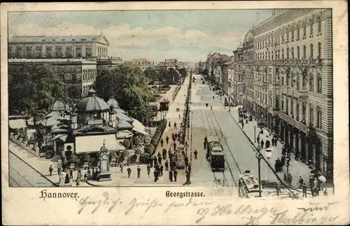 Ak Hannover in Niedersachsen, Georgstraße, Straßenbahn