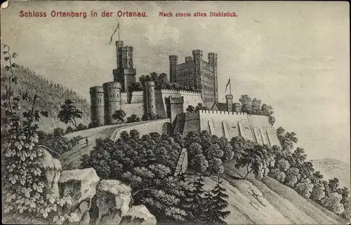 Ak Ortenberg in Baden, Schloss Ortenberg in der Ortenau, nach einen alten Stahlstich