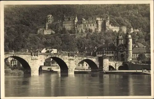 Ak Heidelberg am Neckar, Schloss und alte Neckarbrücke