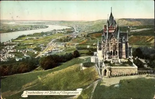 Ak Königswinter am Rhein, Drachenfels, Drachenburg, Panorama