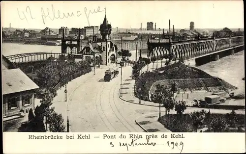 Ak Kehl am Rhein, Rheinbrücke