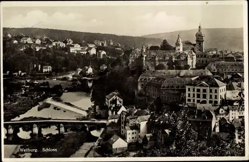 Ak Weilburg an der Lahn Hessen, Schloss, Teilansicht vom Ort