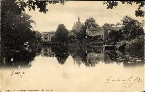 Ak Zwolle Overijssel Niederlande, Teilansicht, Gewässer