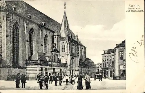 Ak Zwolle Overijssel Niederlande, Groote Markt met Hoofdwacht