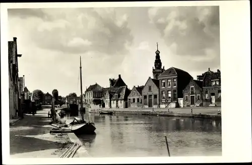 Ak Monnikendam Waterland Nordholland Niederlande, Havengezicht