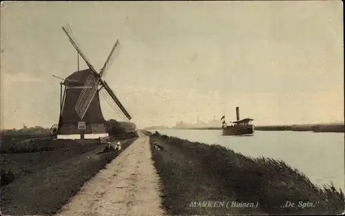 Ak Marken Nordholland Niederlande, De Spin, Windmühle