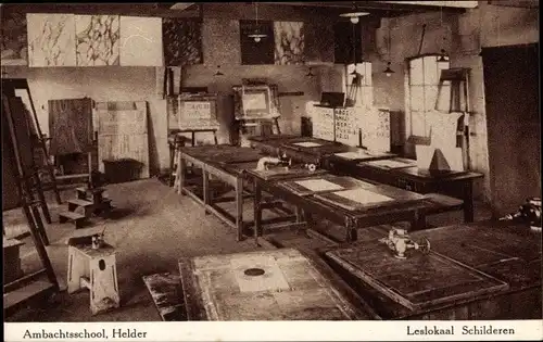 Ak Den Helder Nordholland Niederlande, Ambachtsschool, Leslokaal Schilderen