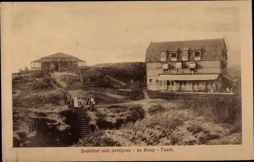 Ak De Koog Texel Nordholland Niederlande, Badhotel met paviljoen