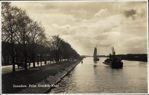 Ak Zaandam Zaanstad Nordholland, Prins Hendrik Kade, Segelboote