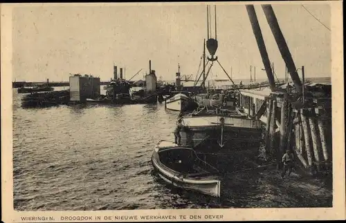 Ak Den Oever Wieringen Nordholland Niederlande, Droogdok in de Nieuwe Werkhaven