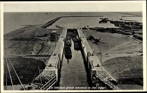 Ak Den Oever Wieringen Nordholland Niederlande, De 2000 tons groote schutsluis