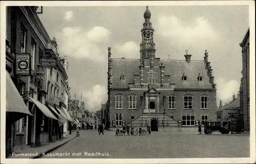 Ak Purmerend Nordholland Niederlande, Kaasmarkt met Raadhuis