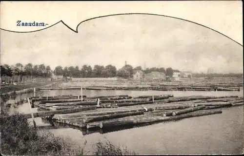 Ak Zaandam Zaanstad Nordholland, Panorama, Flusspartie