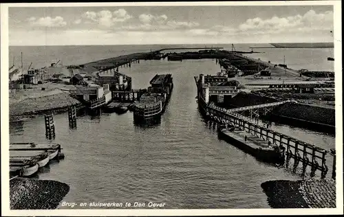 Ak Den Oever Wieringen Nordholland Niederlande, Brug- en sluiswerken