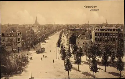 Ak Amsterdam Nordholland Niederlande, Overtoom, Straßenbahn