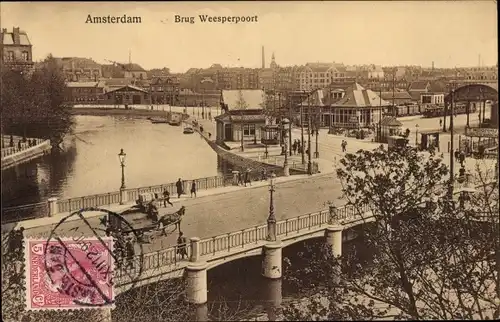 Ak Amsterdam Nordholland Niederlande, Brug Weesperpoort