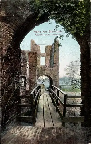 Ak Santpoort Nordholland Niederlande, Schloss Brederode, Ruine, Gezicht op de voorpoort