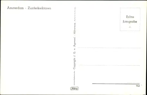 Ak Amsterdam Nordholland Niederlande, Zuiderkerktoren