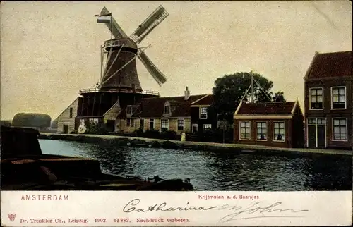 Ak Amsterdam Nordholland Niederlande, Krijtmolen a.d. Baarsjes, Windmühle
