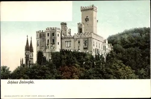 Ak Stolzenfels Koblenz Pfalz, Schloss, Berge