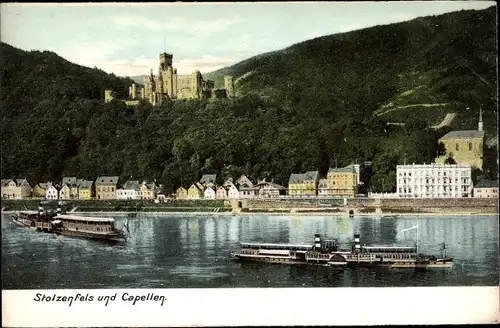 Ak Stolzenfels Koblenz am Rhein, Capellen, Uferpartie