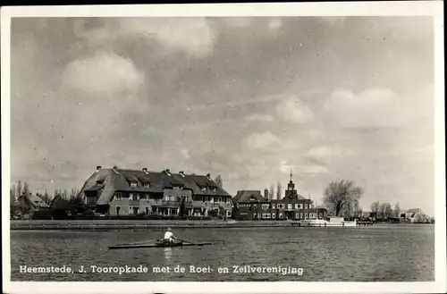 Ak Heemstede Nordholland Niederlande, J. Tooropkade met de Roei- en Zeilvereniging