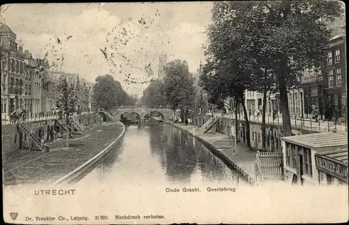 Ak Utrecht Niederlande, Oude Gracht, Geertebrug
