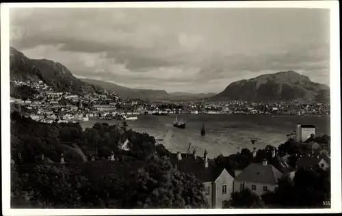Ak Bergen Norwegen, Totalansicht