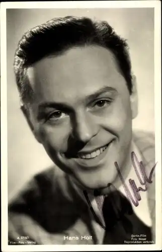Ak Schauspieler Hans Holt, Portrait, Autogramm
