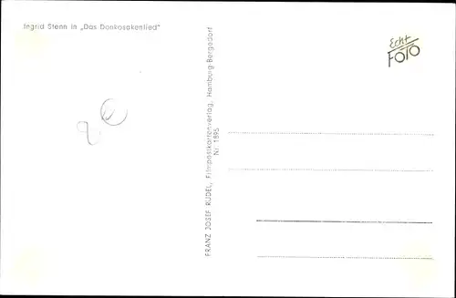 Ak Schauspielerin Ingrid Stenn in Das Donkosakenlied, Portrait, Rüdel Verlag, Autogramm