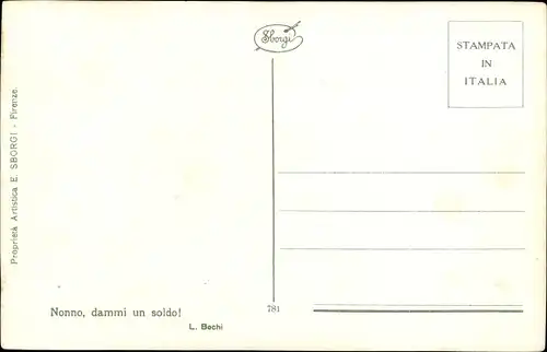 Künstler Ak Bechi, L., Nonno, dammi un soldo, Großvater mit Engel