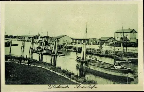 Ak Glückstadt an der Elbe, Außenhafen