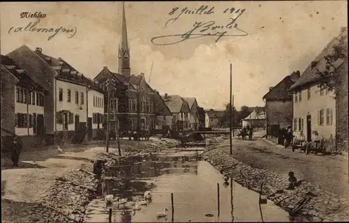 Ak Miehlen Rheinland Pfalz, Teilansicht der Ortschaft, Kirchturm
