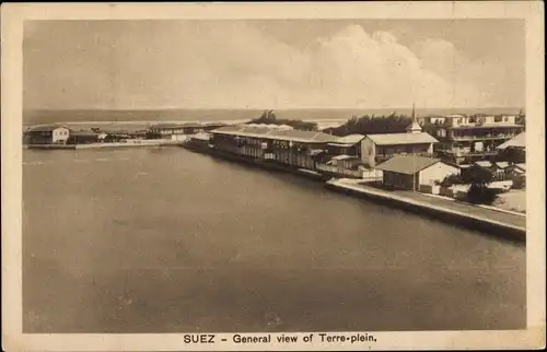 Ak Suez Ägypten, General view of Terre plein