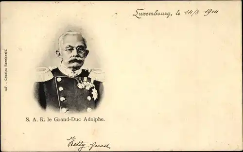 Ak Großherzog Adolph von Luxemburg, Portrait in Uniform, Orden